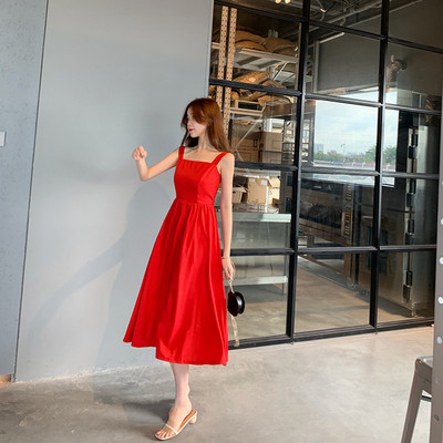 Σύγχρονο γυναικείο φόρεμα Σλιμ μοντέλο σε κόκκινο και μπλε χρώμα