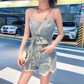 Μοντέρνο γυναικείο  σετ denim σε ανοιχτόχρώμα