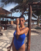 HIT Κομψό γυναικείο μαγιό με βαθύ λαιμό και ζώνη σε διάφορα χρώματα