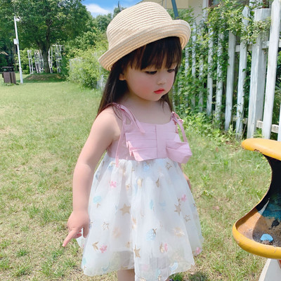 Rochie decupata pentru copii pe bretele subtiri pentru fete