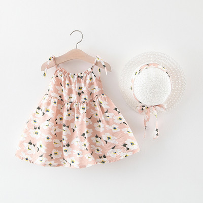 Rochie decupata pentru bebelusi cu motive florale in trei culori