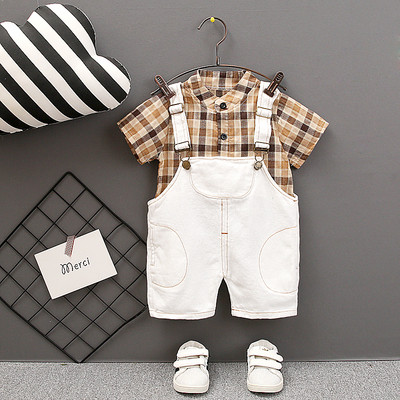 Модерен бебешки комплект за момчета гащеризон и риза в два цвята