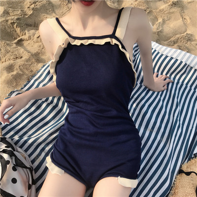 Costum de baie complet cu spatele gol în negru și albastru