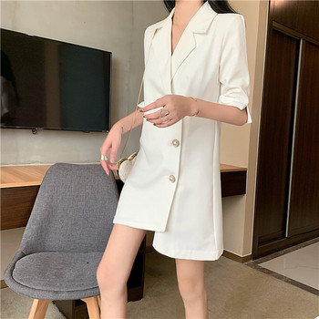 Elegáns női ruha 3/4 ujjal, fehér színben