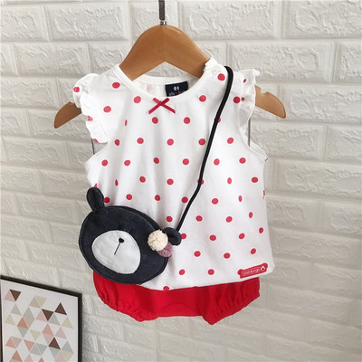 Set copii pentru fete pe puncte maiou și pantaloni