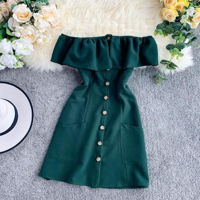 Rochie moderna de dama cu umerii deschisi in mai multe culori