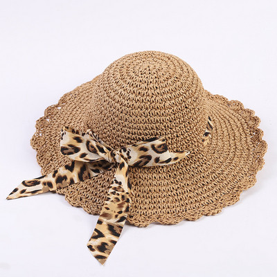 Palarie de vara dama cu panglica leopard in trei culori