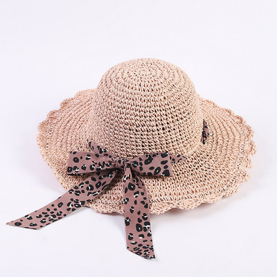 Palarie de vara dama cu panglica leopard in trei culori
