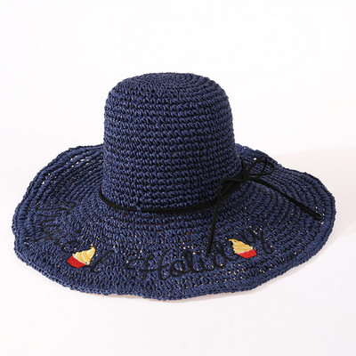 Palarie de dama model nou cu broderie si panglica in mai multe culori