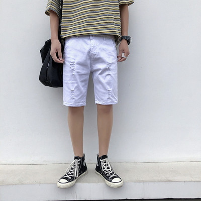 Pantaloni scurți pentru bărbați cu motive rupte în alb-negru