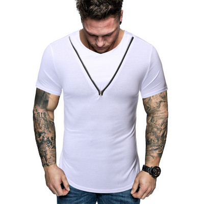 Alkalmi férfi póló cipzárral fekete, fehér és szürke színben