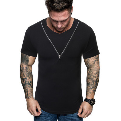 Alkalmi férfi póló cipzárral fekete, fehér és szürke színben