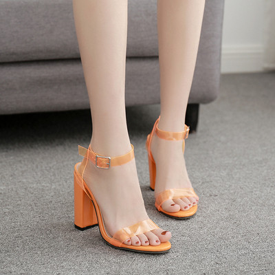 Sandale de dama moderne cu bretele din silicon de culoare portocalie