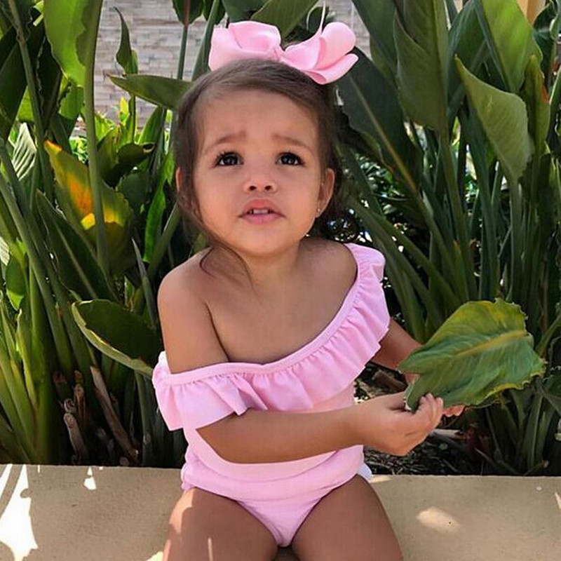 Costum de baie elegant pentru mama sau fiica in galben si roz