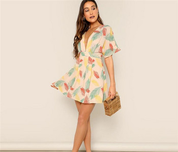 Rochie de vara de dama cu decolteu in V si spate gol