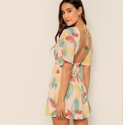 Rochie de vara de dama cu decolteu in V si spate gol