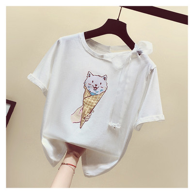 Új modell női póló rátéttel és szalaggal több színben