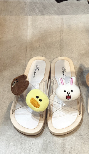 Papuci dama cu bretele din silicon si decor 3D in doua culori