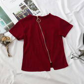 Bluză de damă modernă cu mâneci scurte și fermoar în mai multe culori