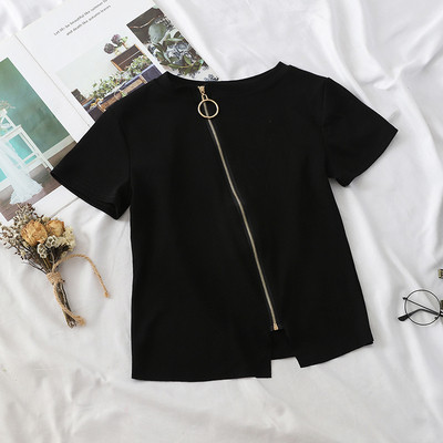 Bluză de damă modernă cu mâneci scurte și fermoar în mai multe culori