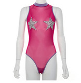 Body de damă modern cu decolteu O în culoarea roz