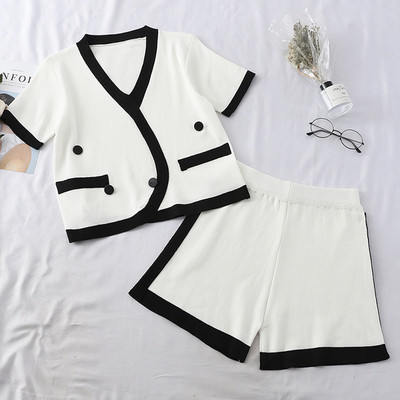 Set elegant pentru femei din două părți în alb și negru