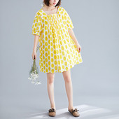 Rochie dama casual model lat cu maneca scurta de culoare galbena