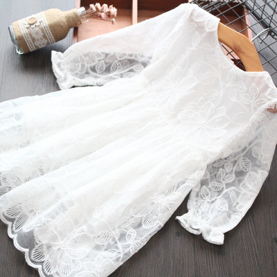 Rochie de copii cu croiala moderna pentru fete in alb