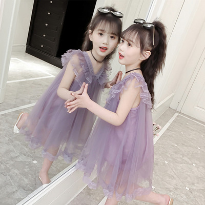 Rochie de copii actuala pentru fete cu tul in doua culori