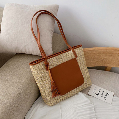 Geanta de plaja de dama cu manere lungi in trei culori