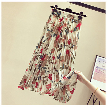 Fusta de dama moderna plisata cu motive florale