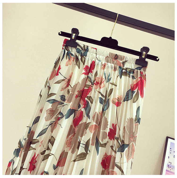 Fusta de dama moderna plisata cu motive florale