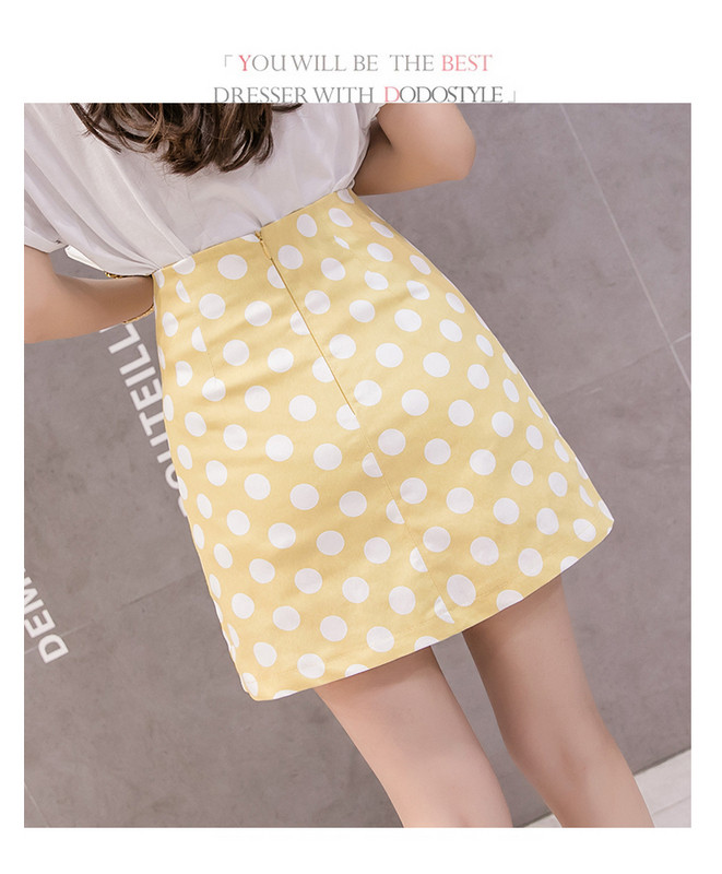 Fusta dama casual cu buline in mai multe culori cu talie inalta