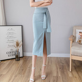 Fusta lunga de dama eleganta cu talie inalta in mai multe culori