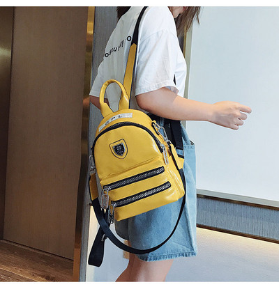 Rucsac modern de dama cu fermoar si element metalic in mai multe culori