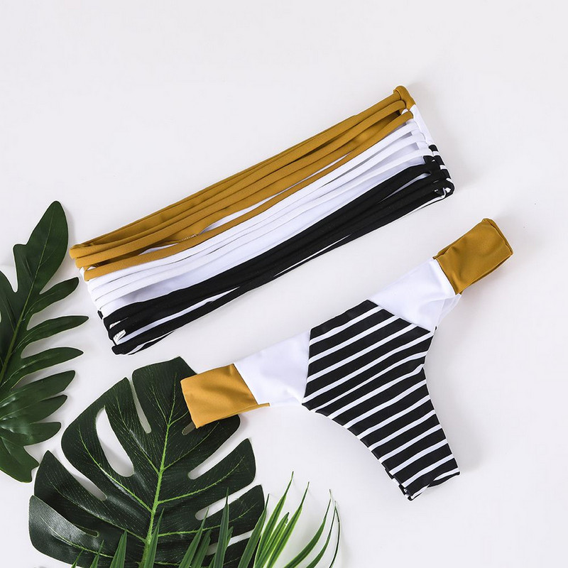 Costum de baie modern din două piese cu top tip bandă