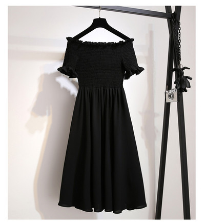 Rochie modernă de damă cu mâneci căzute în negru și roșu