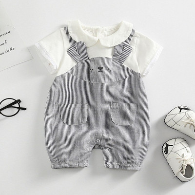 Salopeta moderna pentru copii in dungi pentru baieti in doua culori