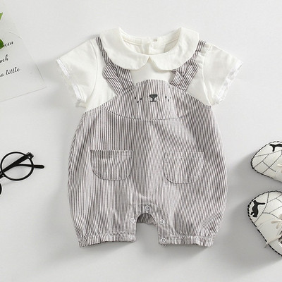 Salopeta moderna pentru copii in dungi pentru baieti in doua culori