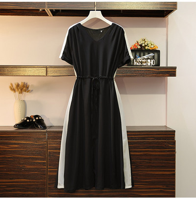 Rochie lejeră de damă cu legături în talie și mărimi până la 5XL în negru