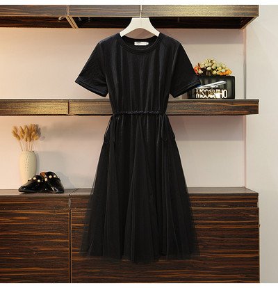 Rochie casual de dama cu maneci scurte si cravate in talie in albastru