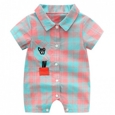 Salopetă modernă pentru copii în carouri pentru băieți