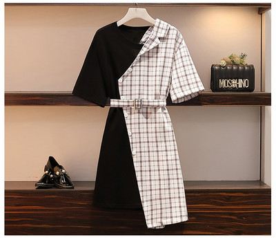 Rochie de dama moderna model asimetric in alb-negru