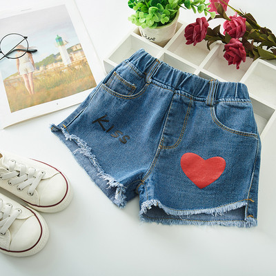 Модерни къси дънкови панталони за момичета с апликация