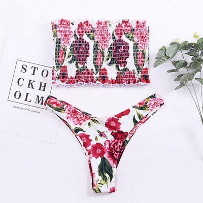 Costum de baie modern din doua piese cu top elastic in mai multe culori