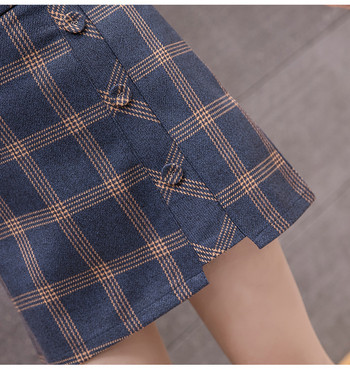 Fusta casual dama in carouri in albastru