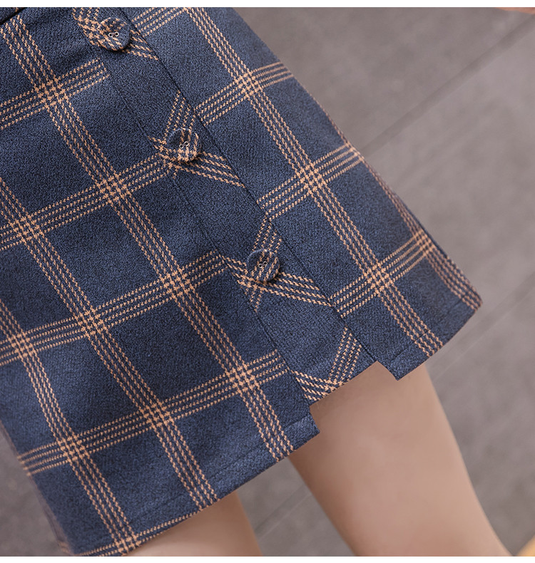 Fusta casual dama in carouri in albastru