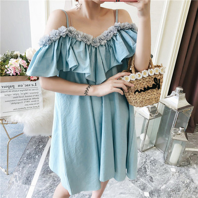 Rochie moderna de dama cu marimi pana la 5XL in culoarea albastra