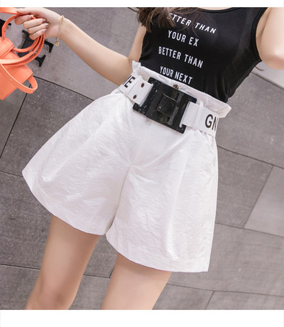 Pantaloni scurti de dama moderni model larg cu curea in mai multe culori