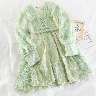 Rochie de dama croiala model nou in verde si roz